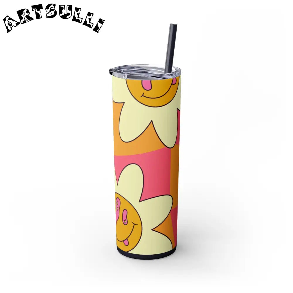 JAKKOUTTHEBXX Trippy Sour Face Rave Skinny Tumbler with Straw 20oz