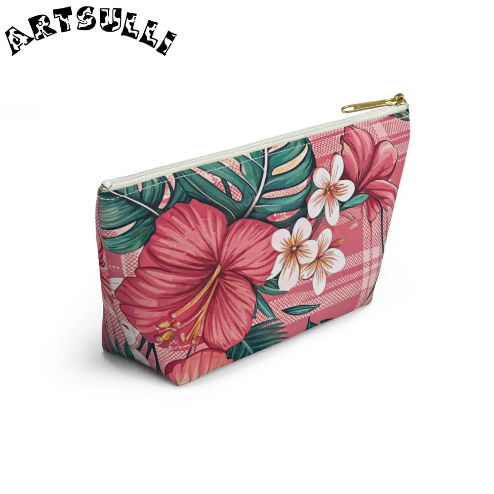 JAKKOUTTHEBXX Plaid x Floral Burgundy and Green Accessory Pouch w