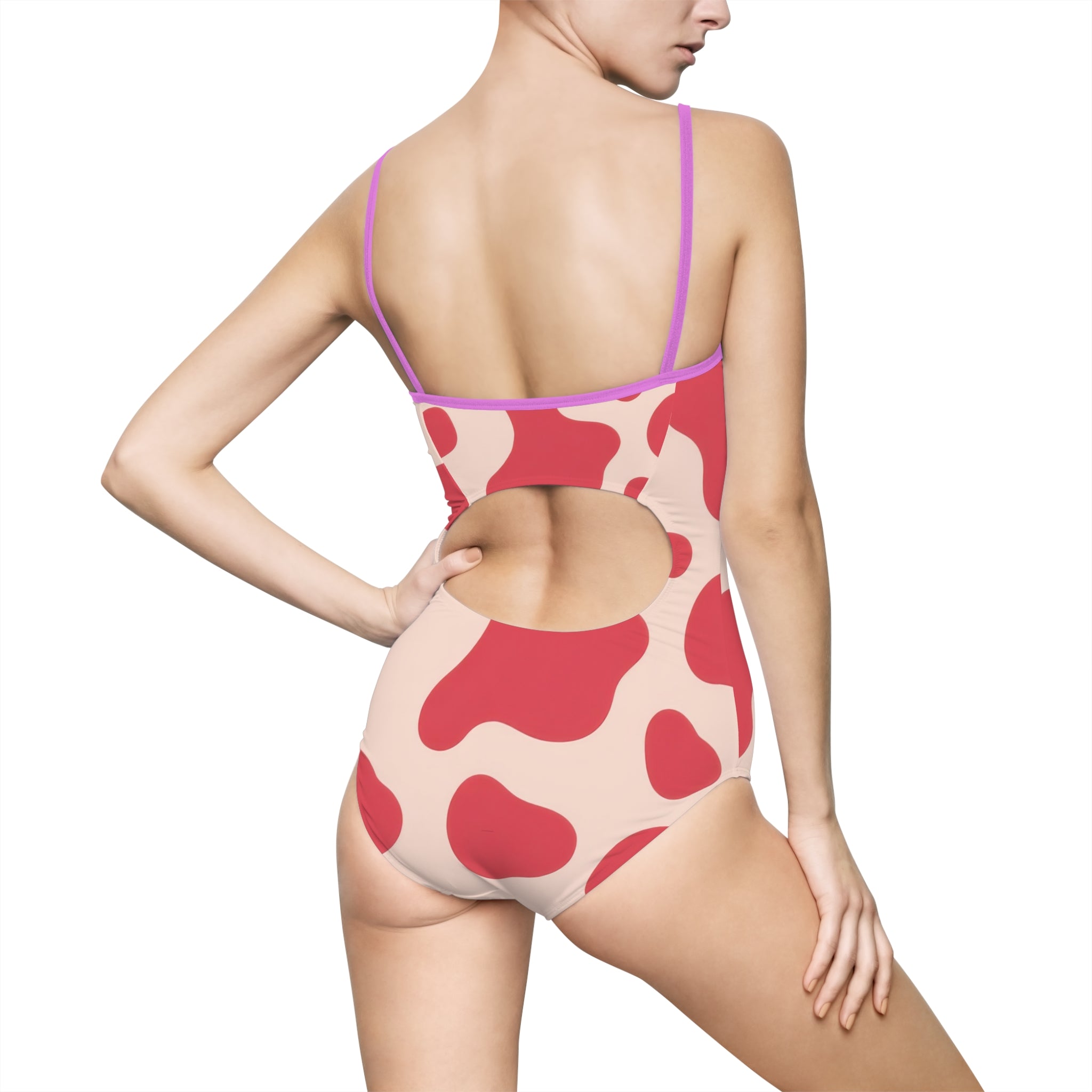 Red Jungle Cow Women's One-piece Swimsuit (AOP), Artsulli - Art is Long, Life is Short, All Over Prints, , , , , , , 