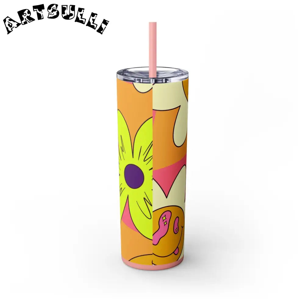 JAKKOUTTHEBXX Trippy Sour Face Rave Skinny Tumbler with Straw 20oz
