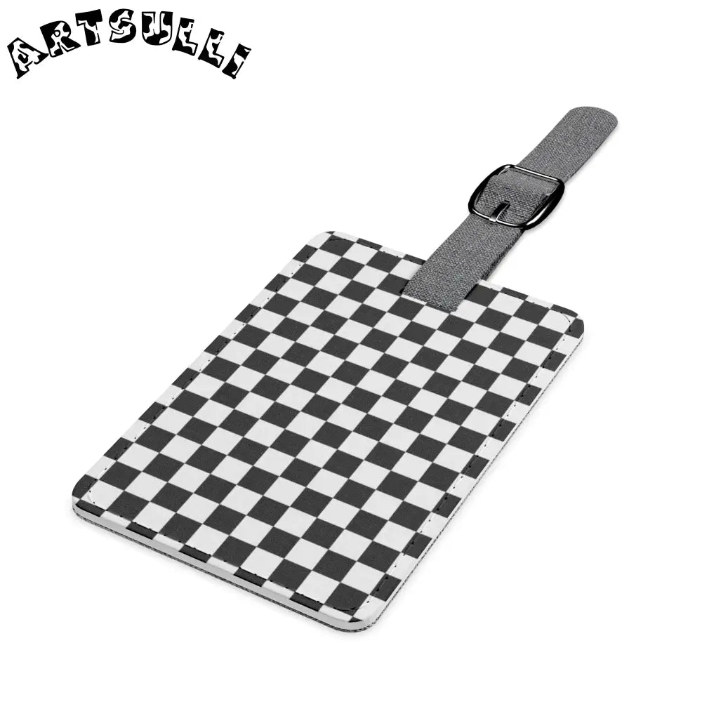 JAKKOUTTHEBXX Checkerboard White and Black Saffiano Polyester