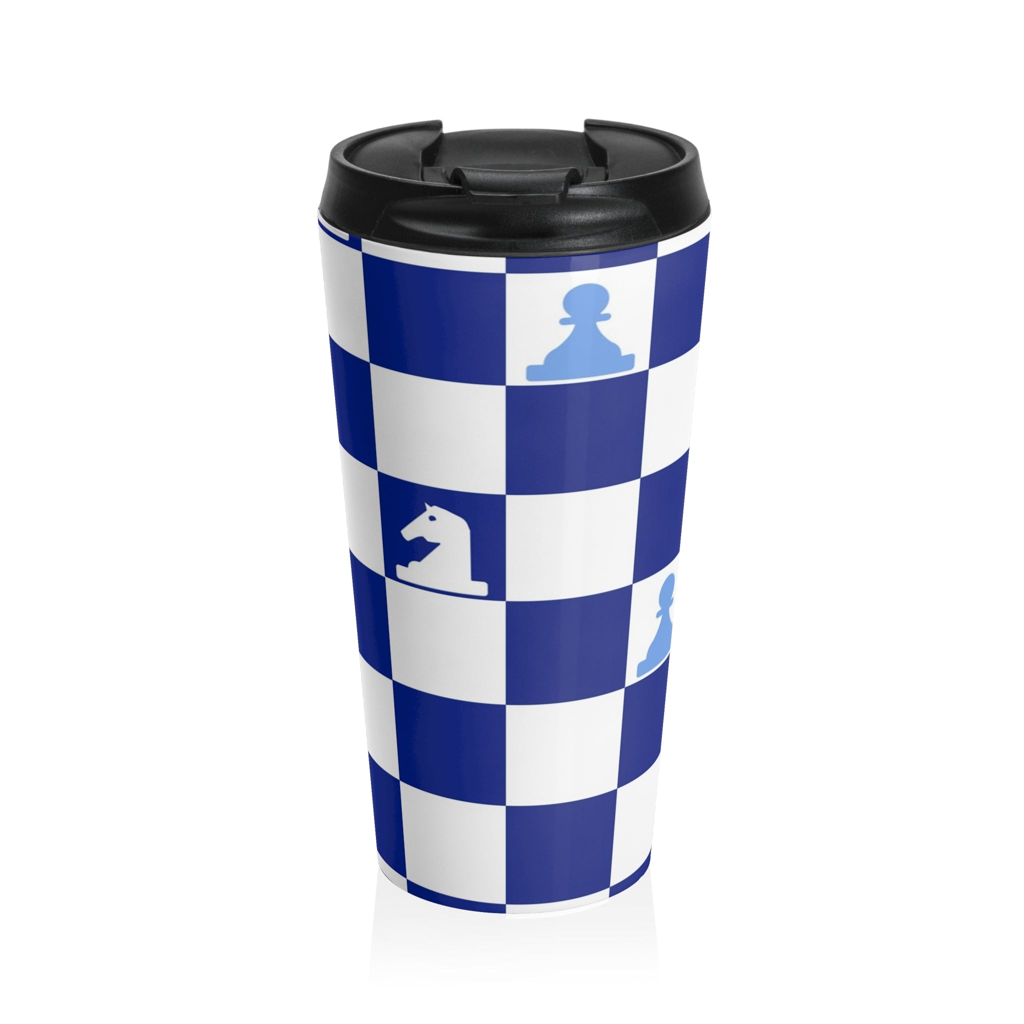 Chessboard Navy Blue Stainless Steel Travel Mug, Artsulli - Art is Long, Life is Short, Mug, Size, 15oz, , , , , 30130409218186293721