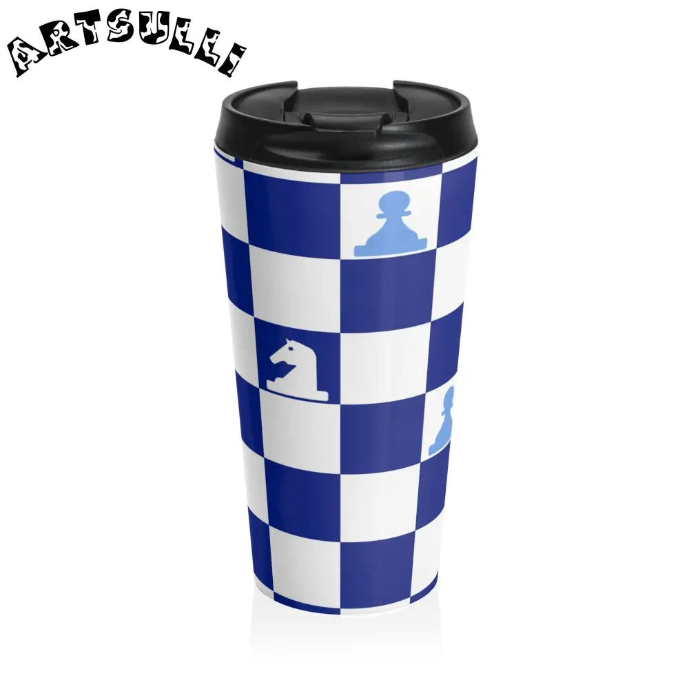 JAKKOUTTHEBXX Checkered Chess Stainless Steel Travel Mug 2025