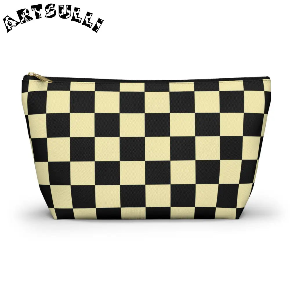 JAKKOUTTHEBXX Checkerboard Black and Yellow Accessory Pouch w