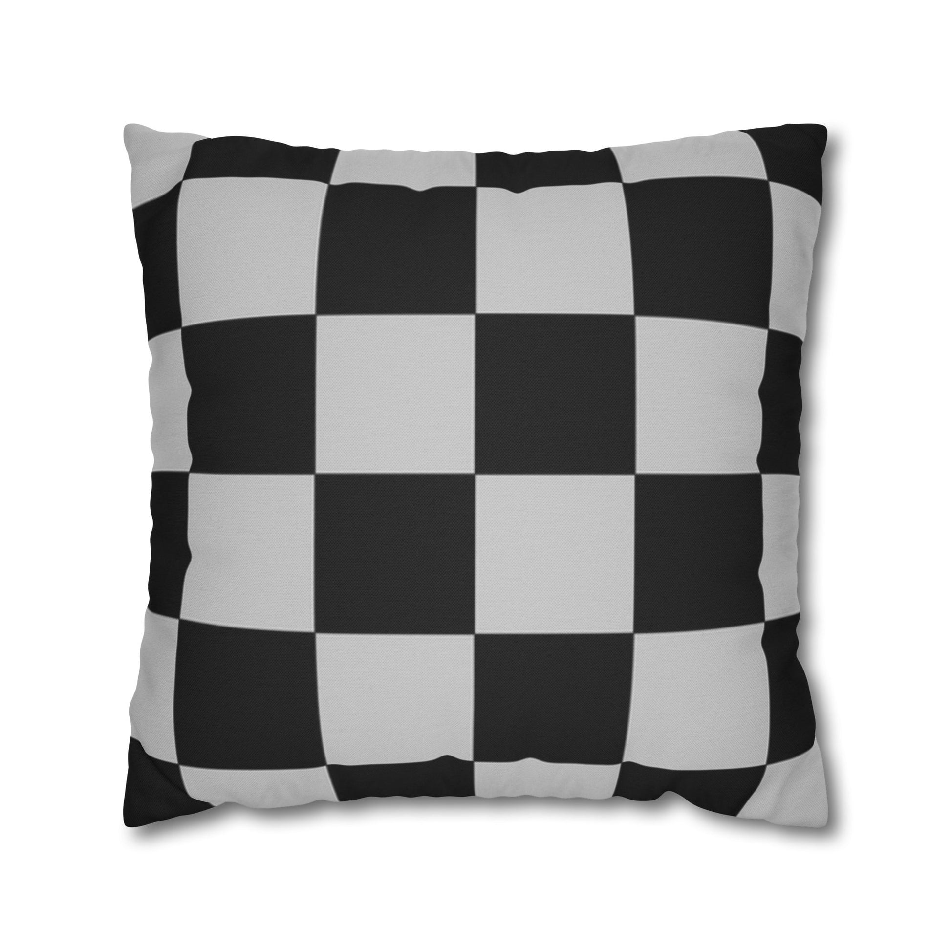 Checkerboard Dada Black and Light Gray Spun Polyester Square Pillowcase, Artsulli - Art is Long, Life is Short, Home Decor, Size, 20" × 20", , , , , 14994646950567515397