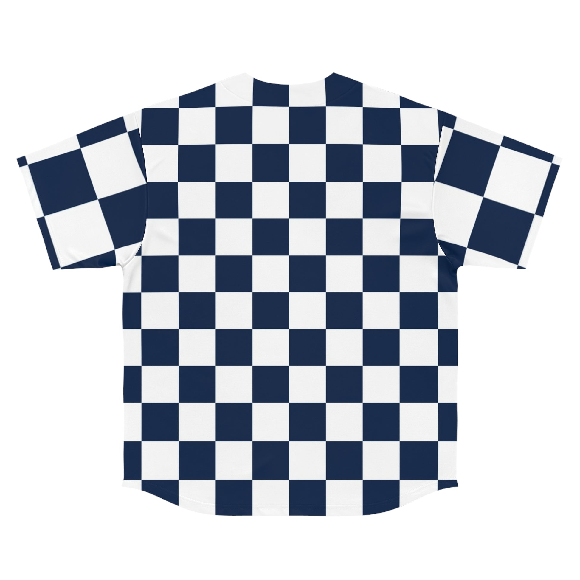 Checkerboard White and Navy Blue Men's Baseball Jersey (AOP), Artsulli - Art is Long, Life is Short, All Over Prints, , , , , , , 
