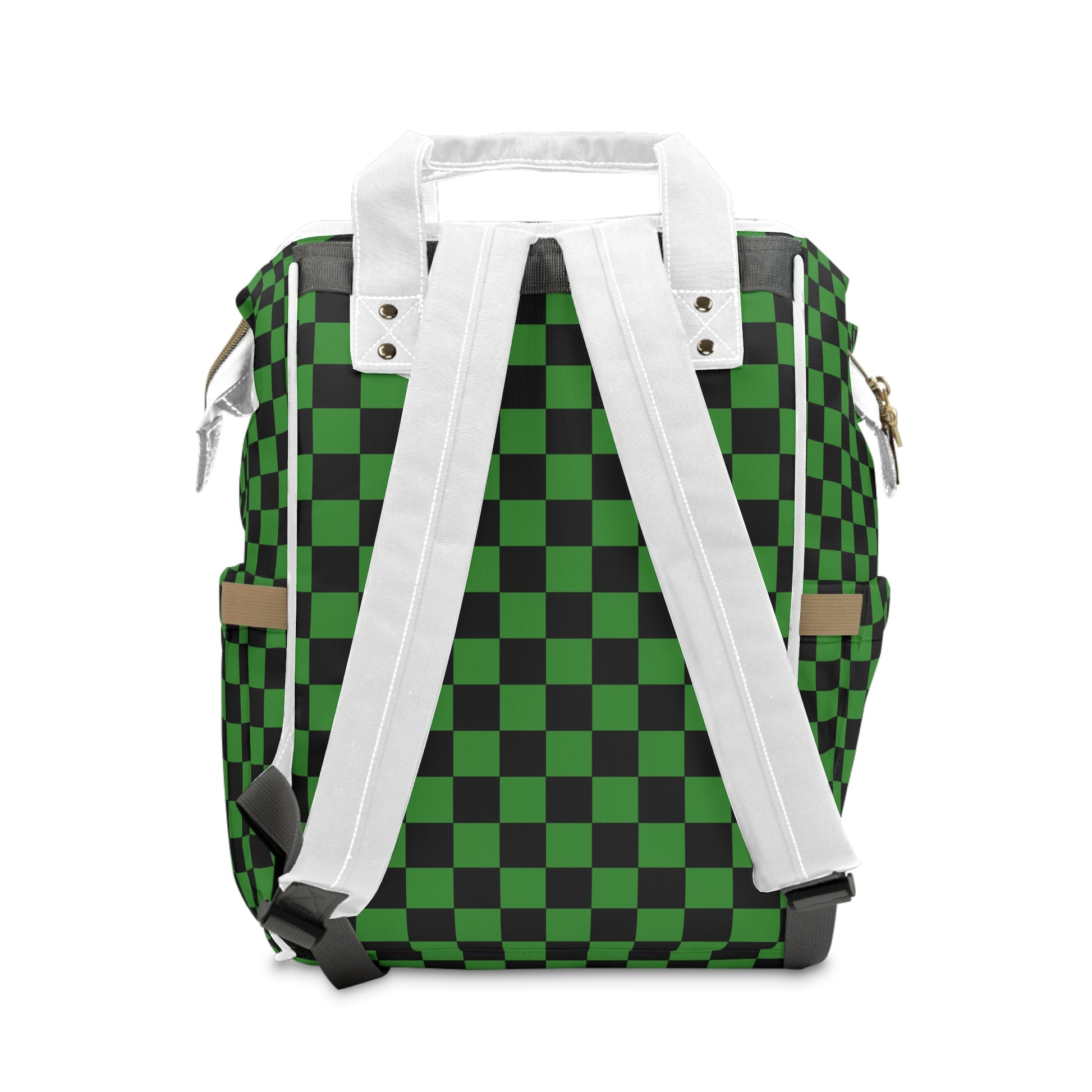 Checkerboard Green and Black Multifunctional Diaper Backpack, Artsulli - Art is Long, Life is Short, Bags, , , , , , , 