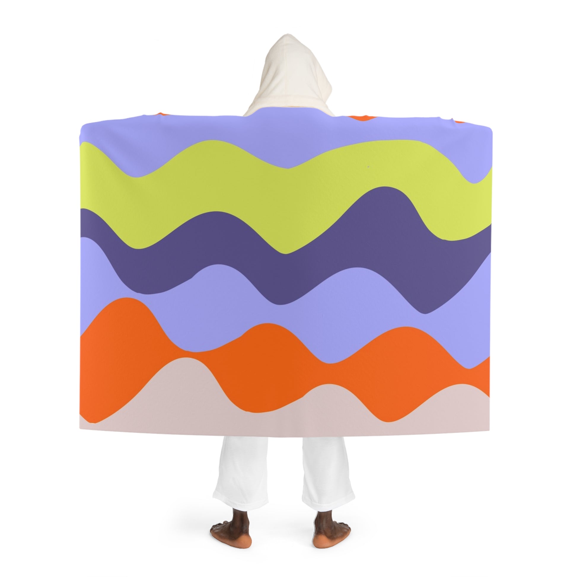 Waves Red and Blue Hooded Sherpa Fleece Blanket, Artsulli - Art is Long, Life is Short, All Over Prints, , , , , , , 