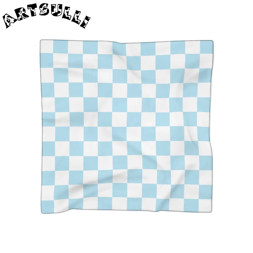 JAKKOUTTHEBXX Checkerboard Sky Blue Poly Scarf JAKKOUTTHEBXX