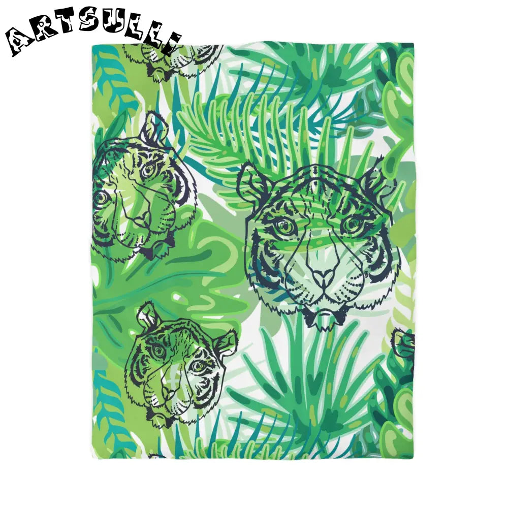 JAKKOUTTHEBXX Tropical Jungle Tigers Green Microfiber Duvet Cover