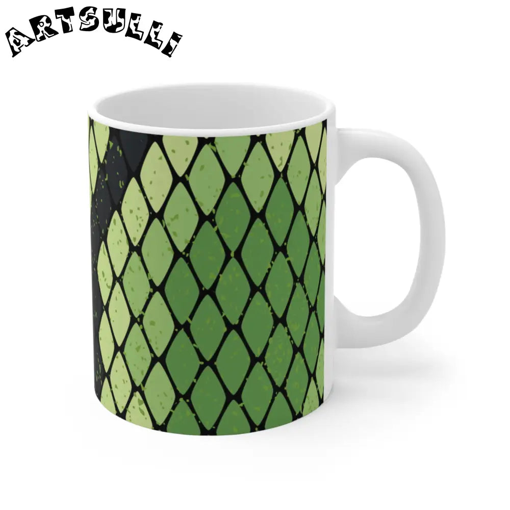 JAKKOUTTHEBXX Snake Skin Green and Black Mug 11oz JAKKOUTTHEBXX