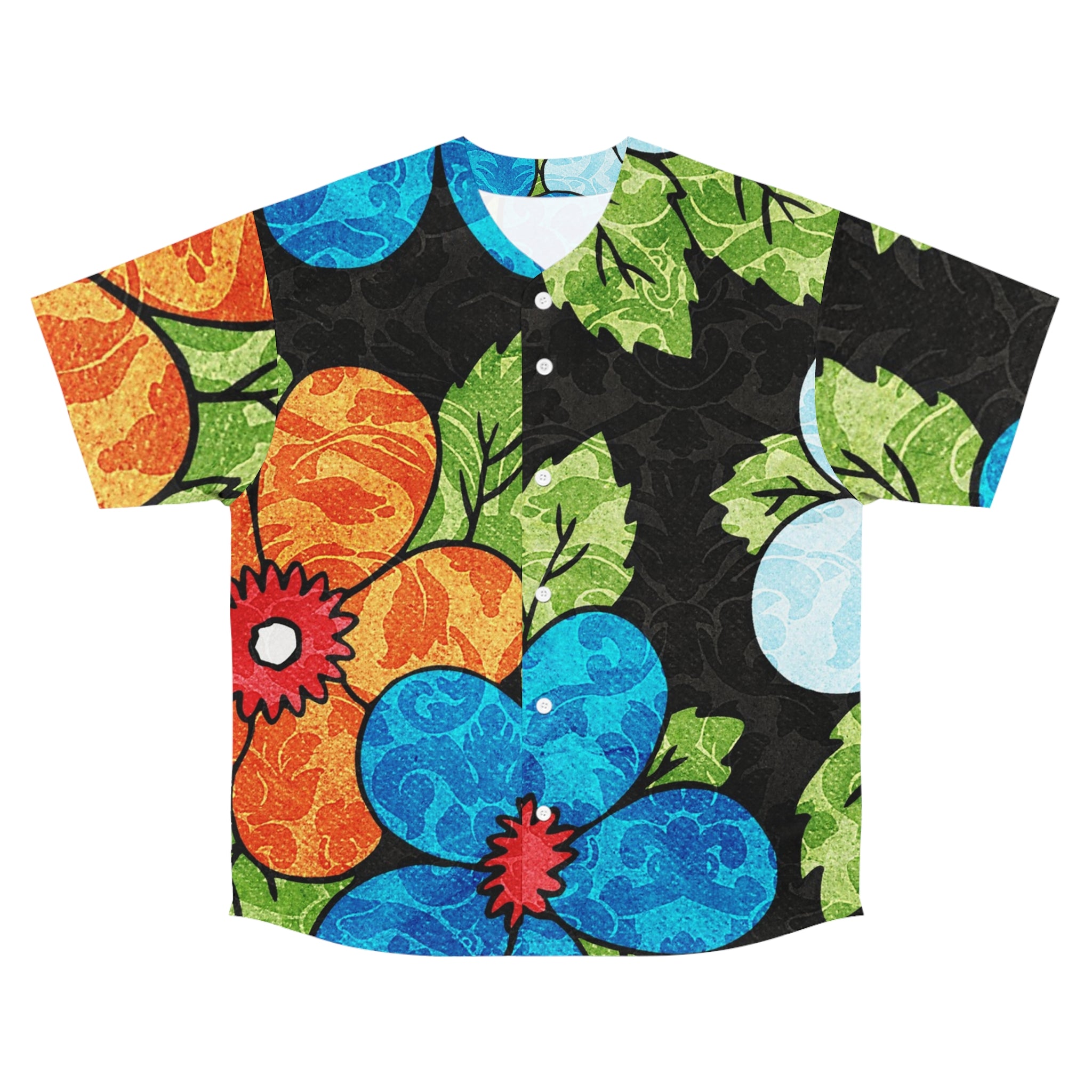 Groovy Black Floral Kl Men's Baseball Jersey (AOP), Artsulli - Art is Long, Life is Short, All Over Prints, Size, S, Color, Seam thread color automatically matched to design, , , 15524537797708716540