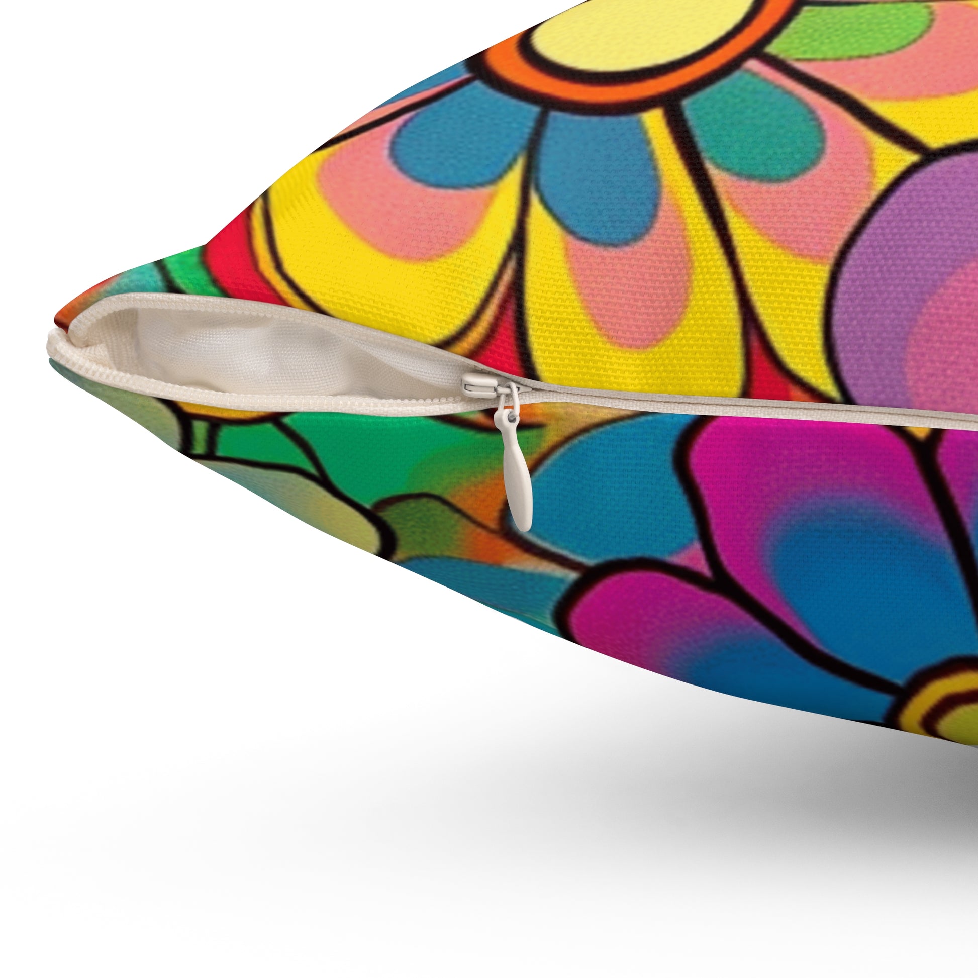 Chromatic Daisy Dream Spun Polyester Square Pillow, Artsulli - Art is Long, Life is Short, Home Decor, , , , , , , 