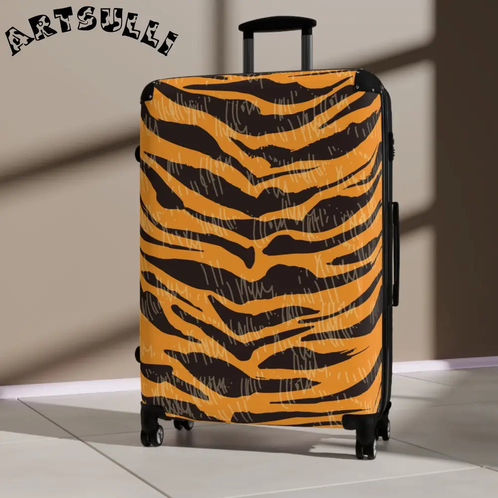 JAKKOUTTHEBXX Tiger Scratches Orange & Black Suitcase JAKKOUTTHEBXX