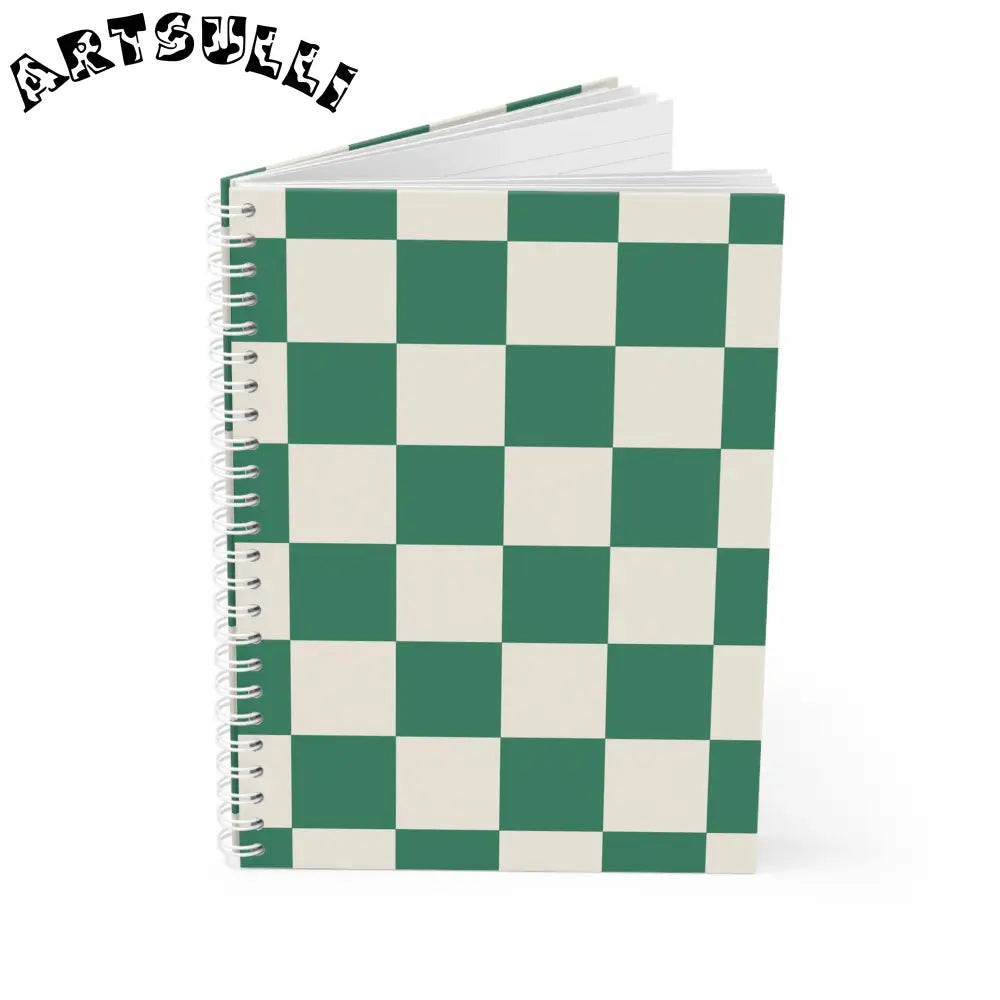 JAKKOUTTHEBXX Checkerboard Dark Green Spiral Notebook JAKKOUTTHEBXX