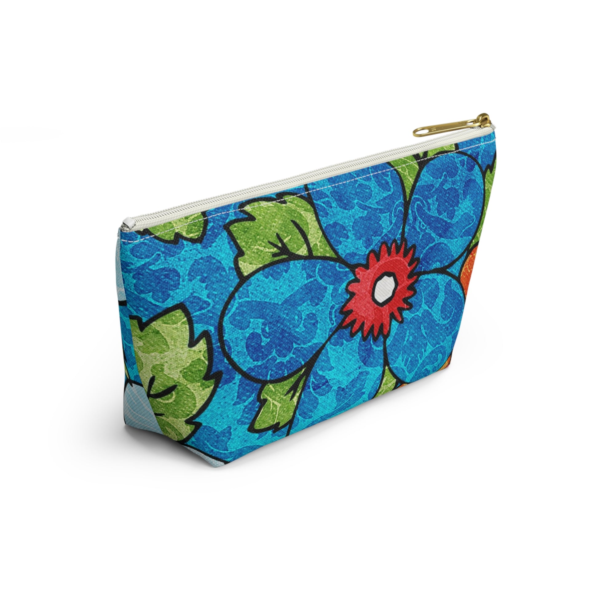 Blue Orange Groovy Accessory Pouch w T-bottom, Artsulli - Art is Long, Life is Short, Bags, , , , , , , 