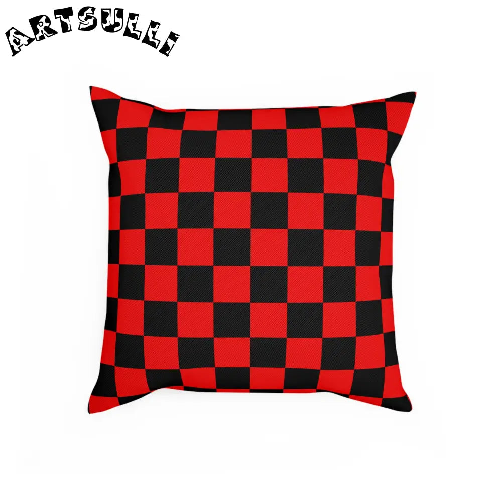 JAKKOUTTHEBXX Checkerboard Red and Black Cushion JAKKOUTTHEBXX