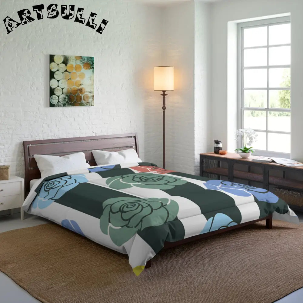 JAKKOUTTHEBXX Stripes x Roses Black and White Comforter