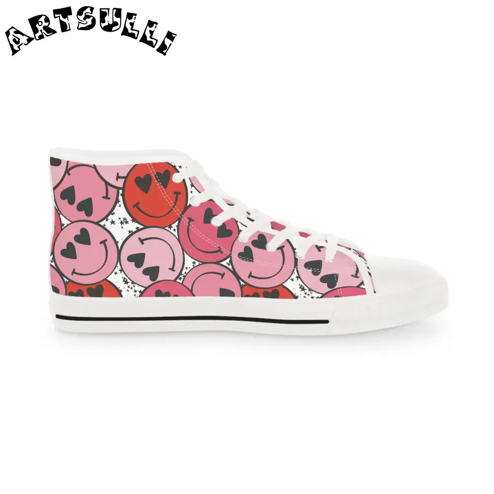JAKKOUTTHEBXX Smiley Face x Heart Eyes Pink and Red Men’s High Top