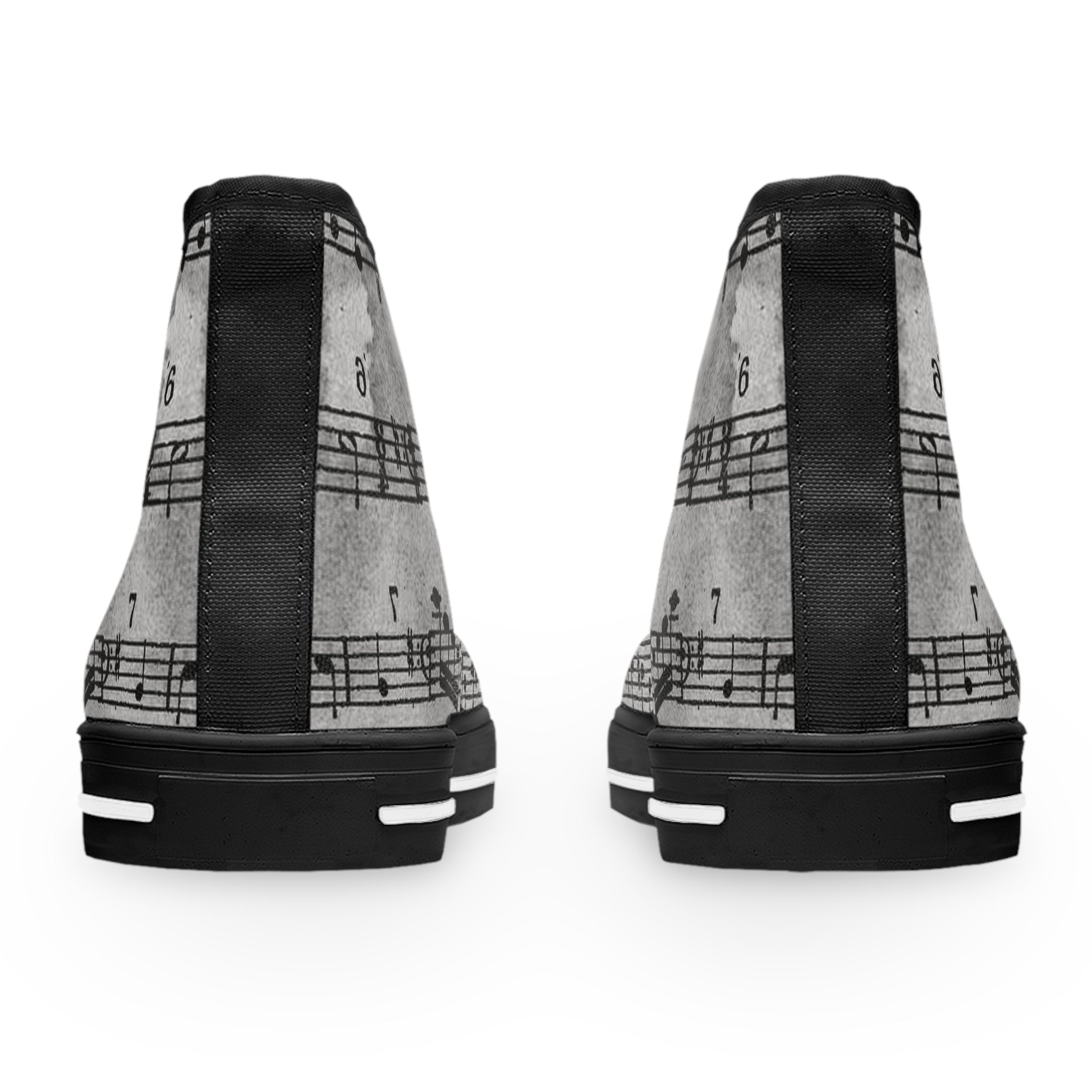 Drip Spill Type Beat Sheet Music Black Women's High Top Sneakers, Artsulli - Art is Long, Life is Short, Shoes, , , , , , , 