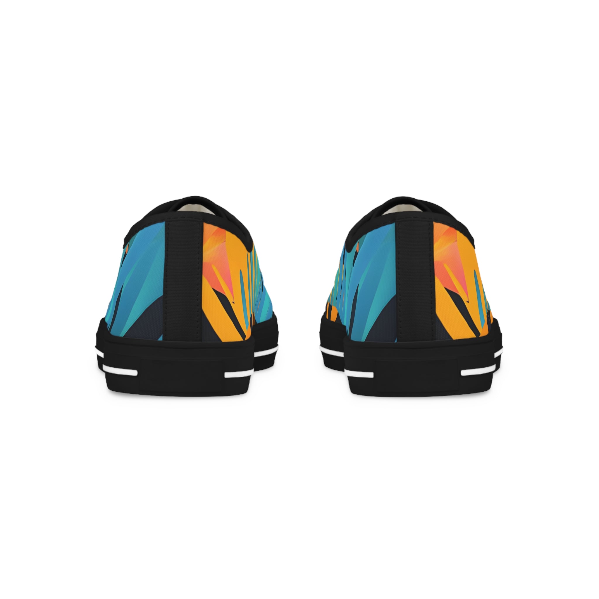Palm Leaves x Tiger Stripes II Orange and Blue Men's Low Top Sneakers, Artsulli - Art is Long, Life is Short, Shoes, , , , , , , 