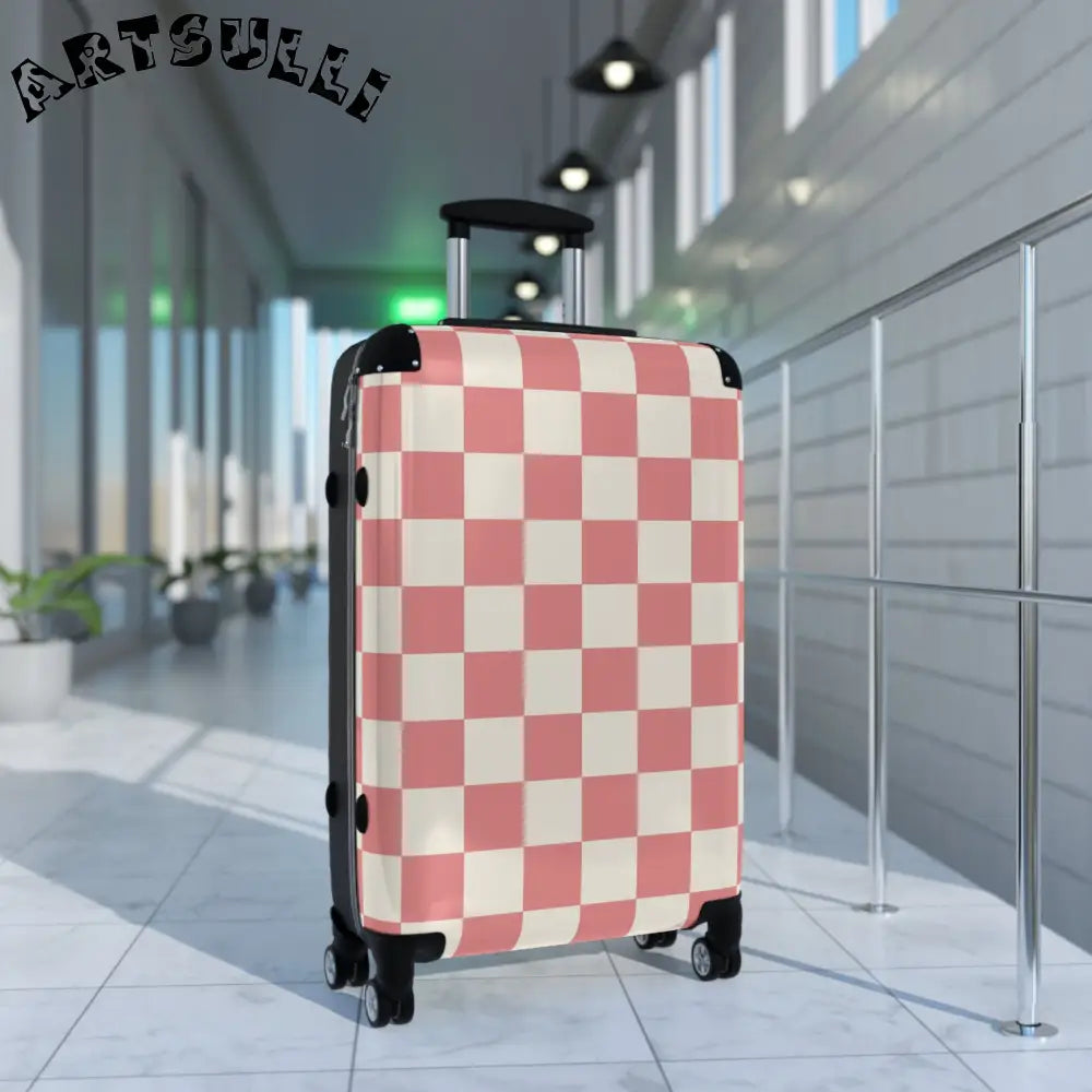 JAKKOUTTHEBXX Retro Checkered Grassland Sprites Suitcase