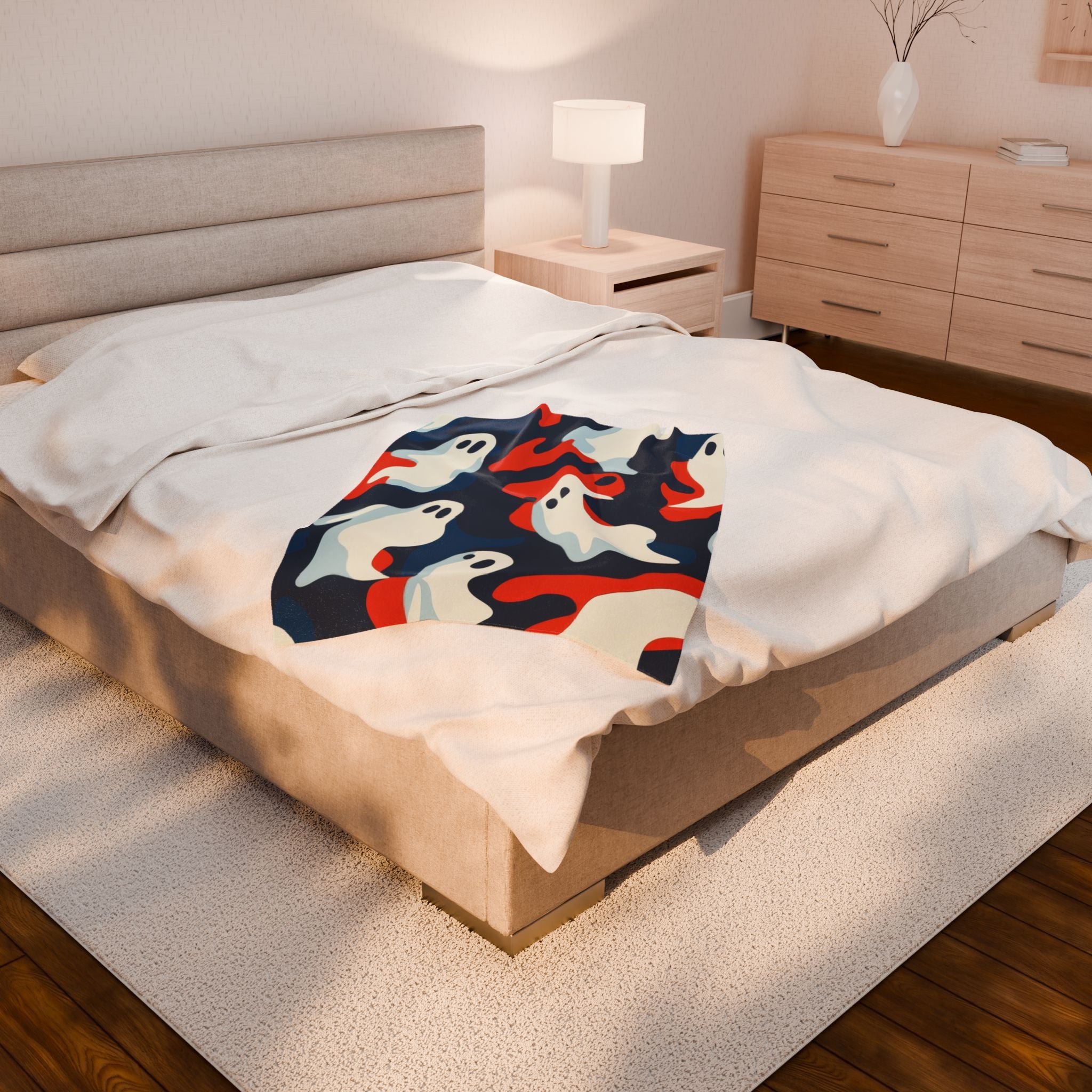 Camo Ghosts Velveteen Plush Blanket, Artsulli - Art is Long, Life is Short, All Over Prints, , , , , , , 