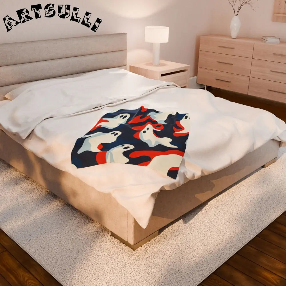 JAKKOUTTHEBXX Camo Ghosts Velveteen Plush Blanket JAKKOUTTHEBXX