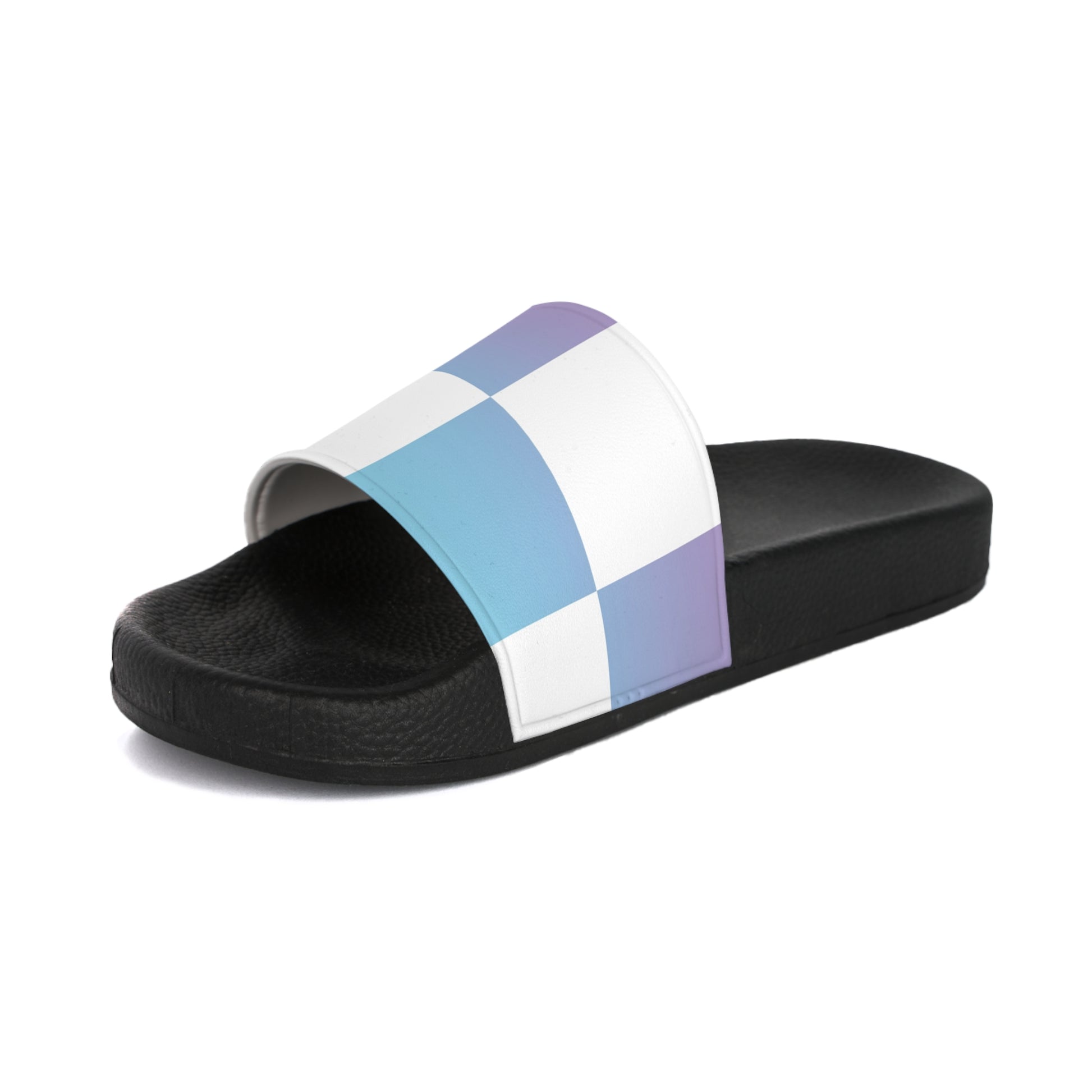 Vaporwave Check Women's Slide Sandals, Artsulli - Art is Long, Life is Short, Shoes, , , , , , , 