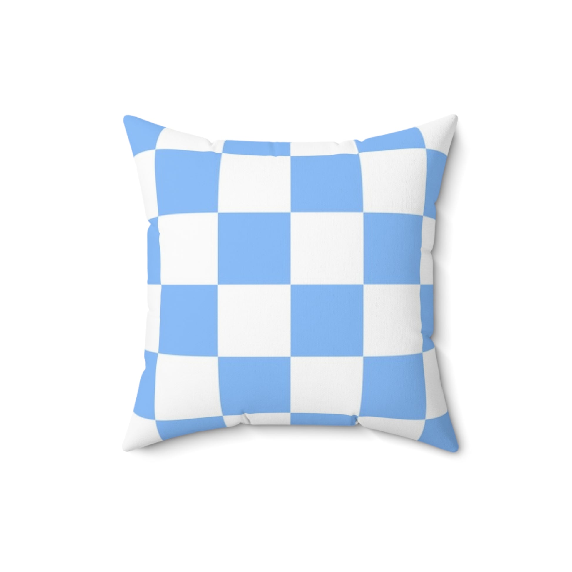 Checkerboard White and Light Blue Spun Polyester Square Pillow, Artsulli - Art is Long, Life is Short, Home Decor, , , , , , , 