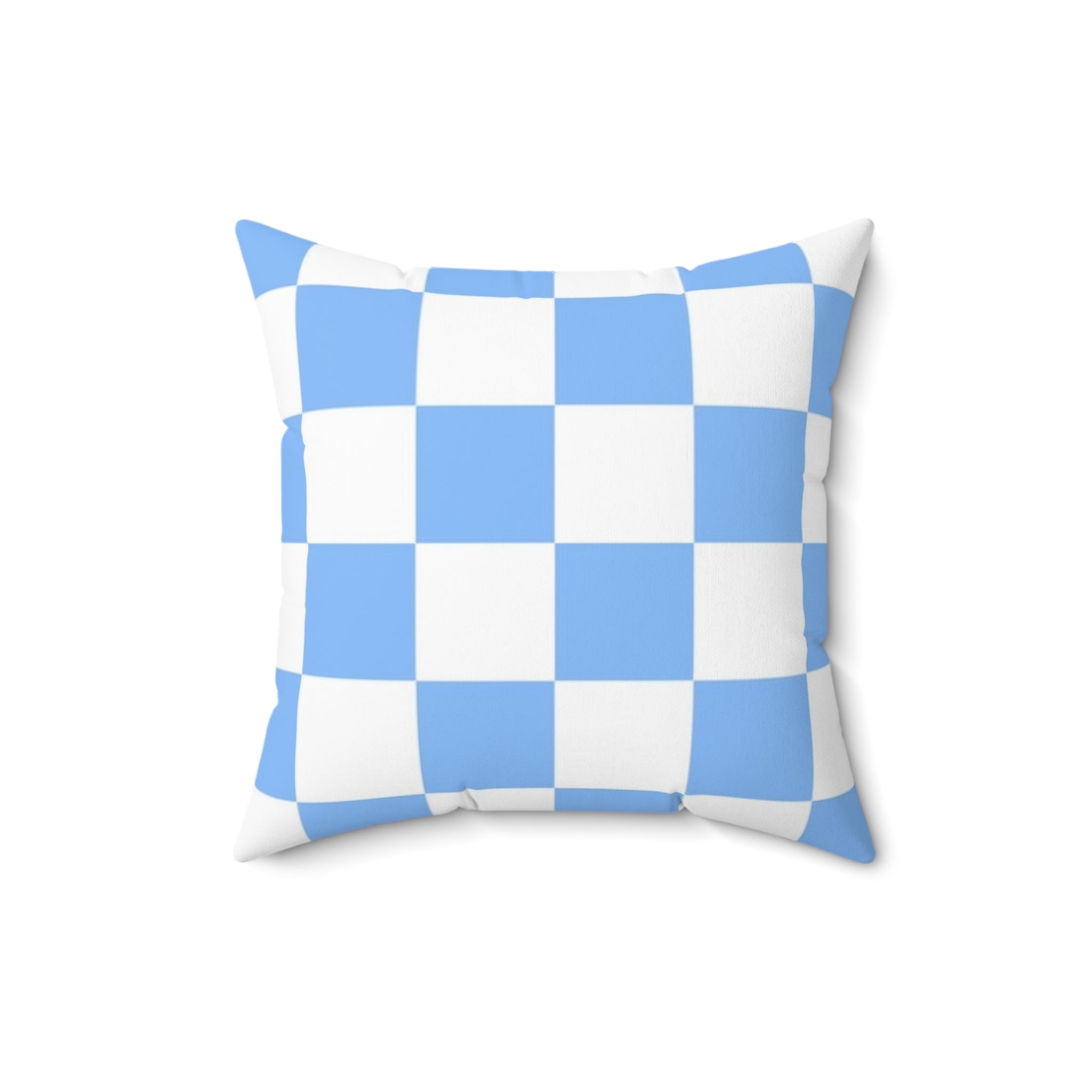 Checkerboard White and Light Blue Spun Polyester Square Pillow, Artsulli - Art is Long, Life is Short, Home Decor, , , , , , , 