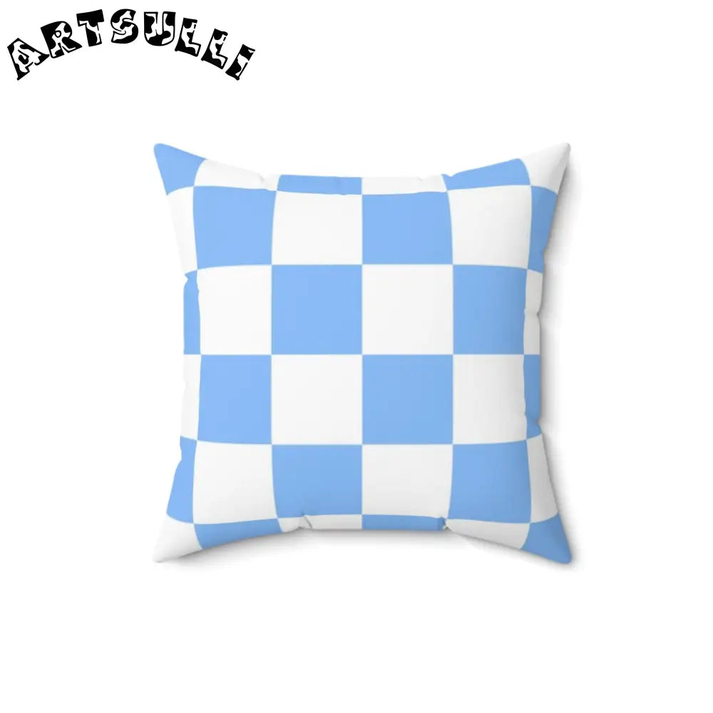 JAKKOUTTHEBXX Checkerboard White and Light Blue Spun Polyester