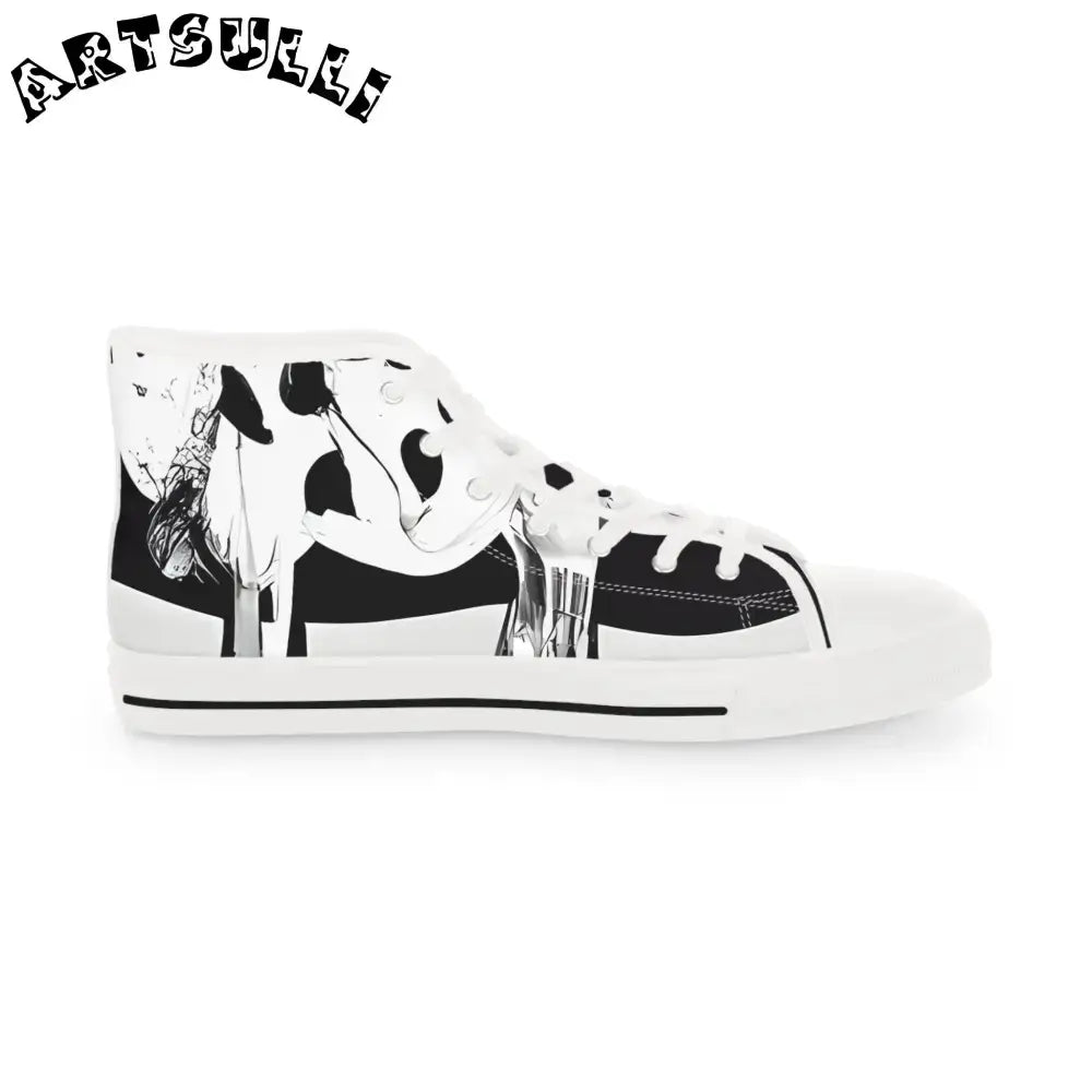 JAKKOUTTHEBXX Black and white patterned high top canvas sneakers