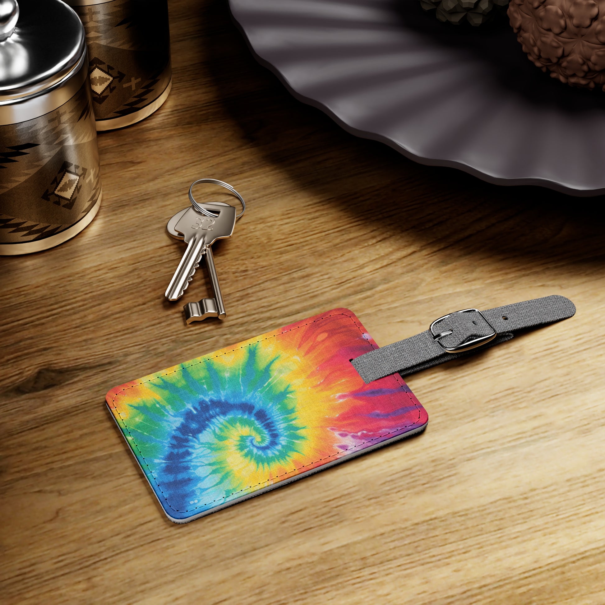 Tie Dye Saffiano Polyester Luggage Tag, Rectangle, Artsulli - Art is Long, Life is Short, Accessories, , , , , , , 