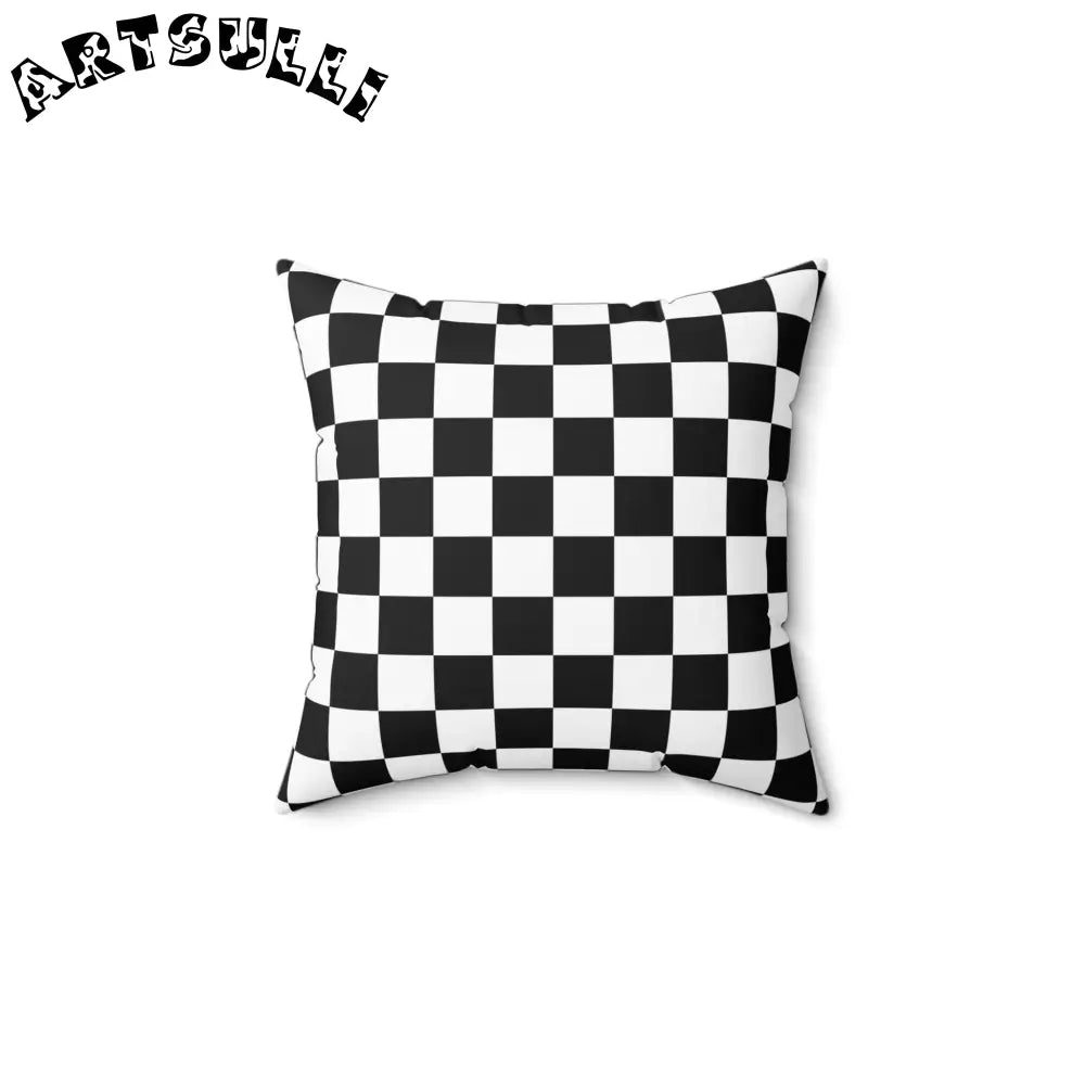 JAKKOUTTHEBXX Checkerboard Black and White Spun Polyester Square