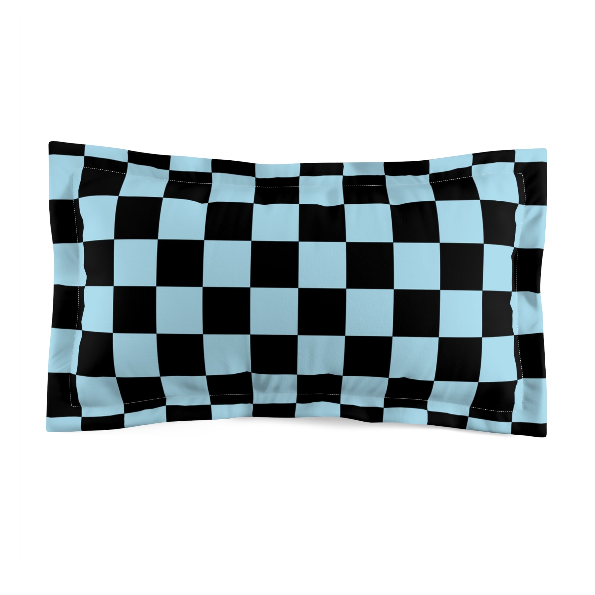 Checkerboard Black and Blue Microfiber Pillow Sham, Artsulli - Art is Long, Life is Short, Home Decor, Size, King, , , , , 17815788609703179939