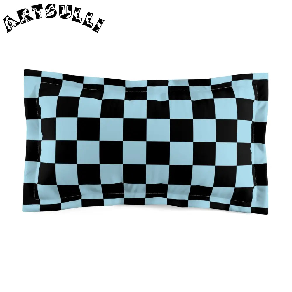 JAKKOUTTHEBXX Checkerboard Black and Blue Microfiber Pillow Sham