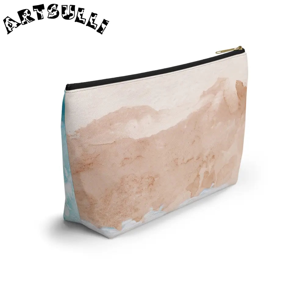 JAKKOUTTHEBXX Teal and White Abstract T-Bottom Pouch JAKKOUTTHEBXX