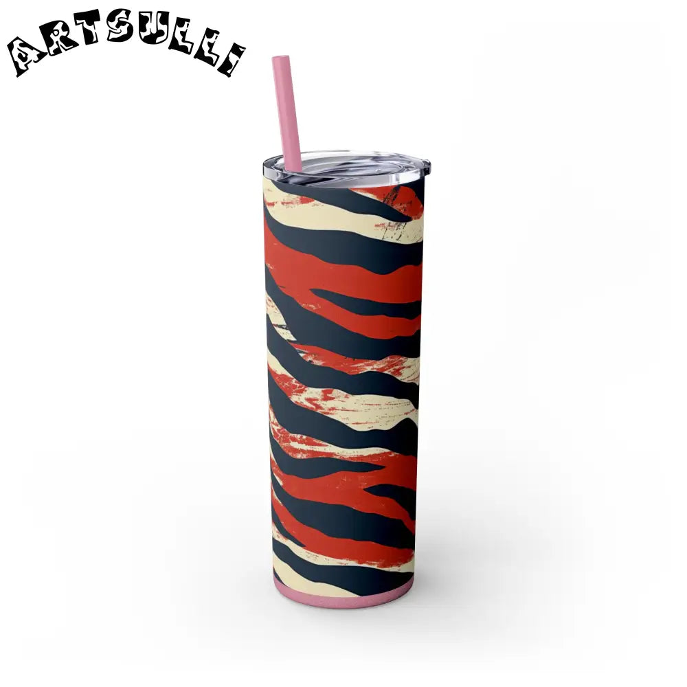 JAKKOUTTHEBXX Capricious Tiger Wave Skinny Tumbler with Straw 20oz
