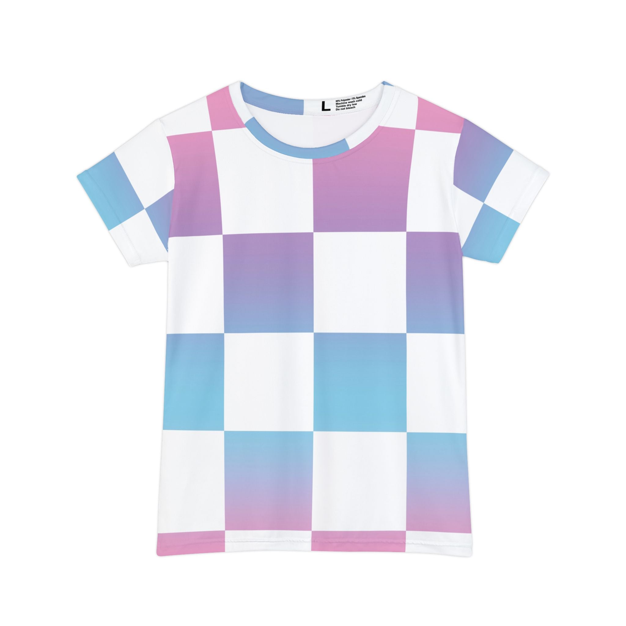 Vaporwave Check Women's Short Sleeve Shirt (AOP), Artsulli - Art is Long, Life is Short, All Over Prints, Size, XS, , , , , 12611768651667900145