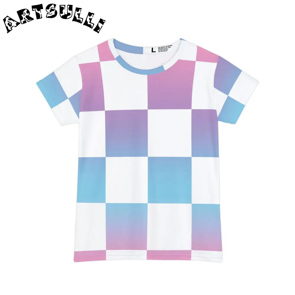 JAKKOUTTHEBXX Vaporwave Check Women’s Short Sleeve Shirt (AOP)