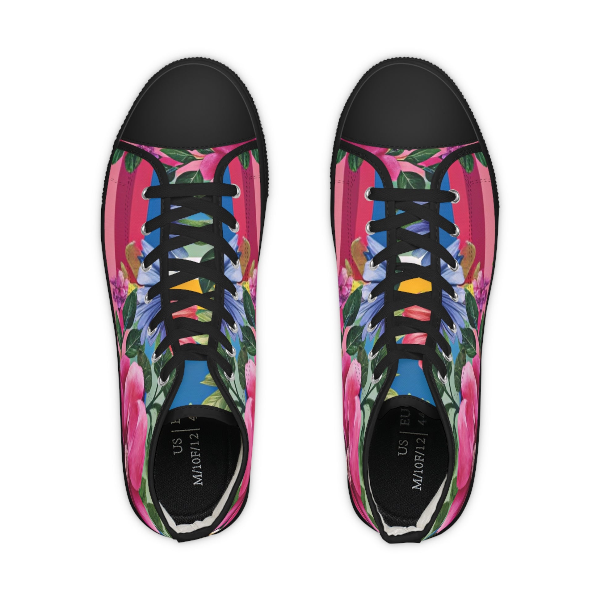 Floral Stripe 4K Men's High Top Sneakers, Artsulli - Art is Long, Life is Short, Shoes, , , , , , , 