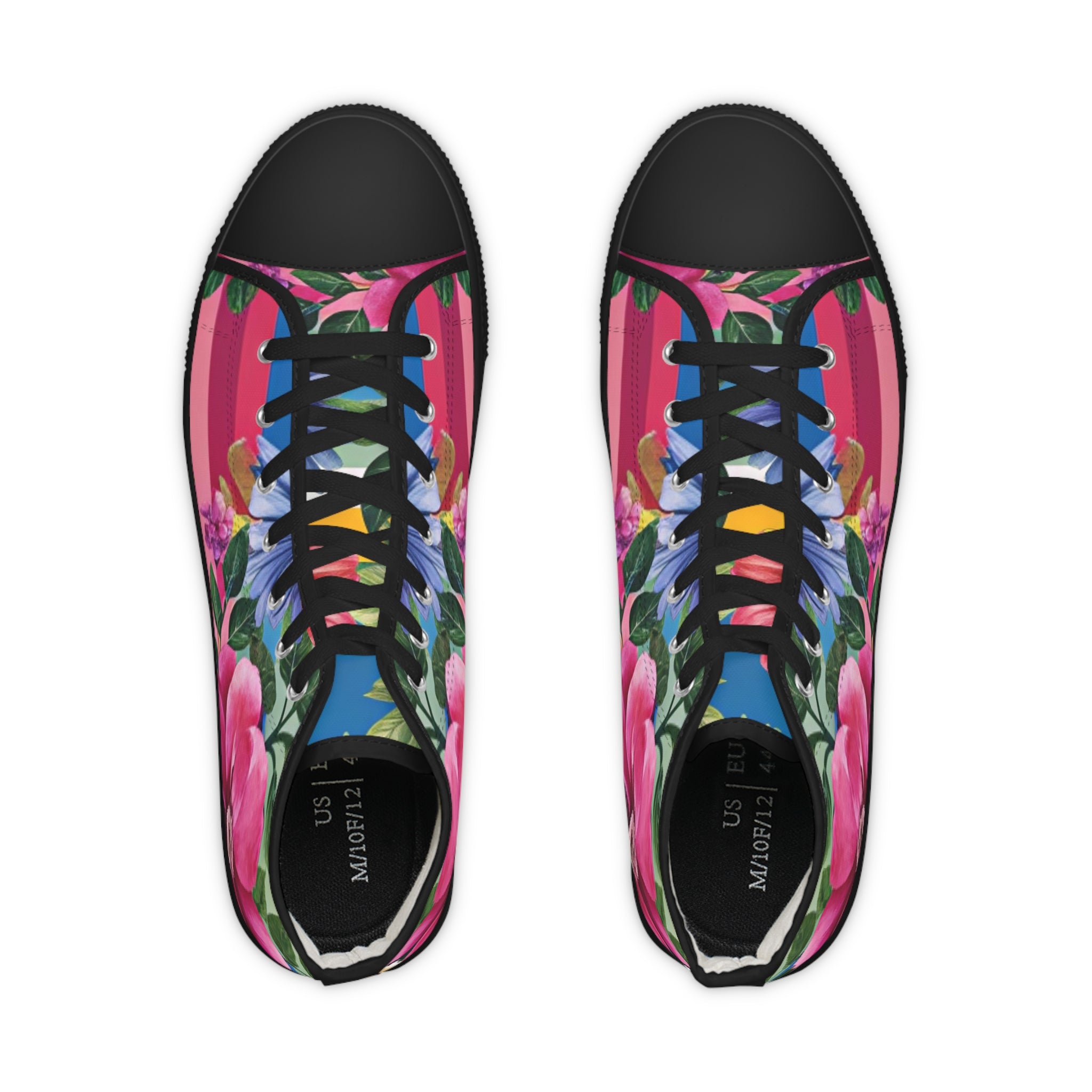 Floral Stripe 4K Men's High Top Sneakers, Artsulli - Art is Long, Life is Short, Shoes, , , , , , , 