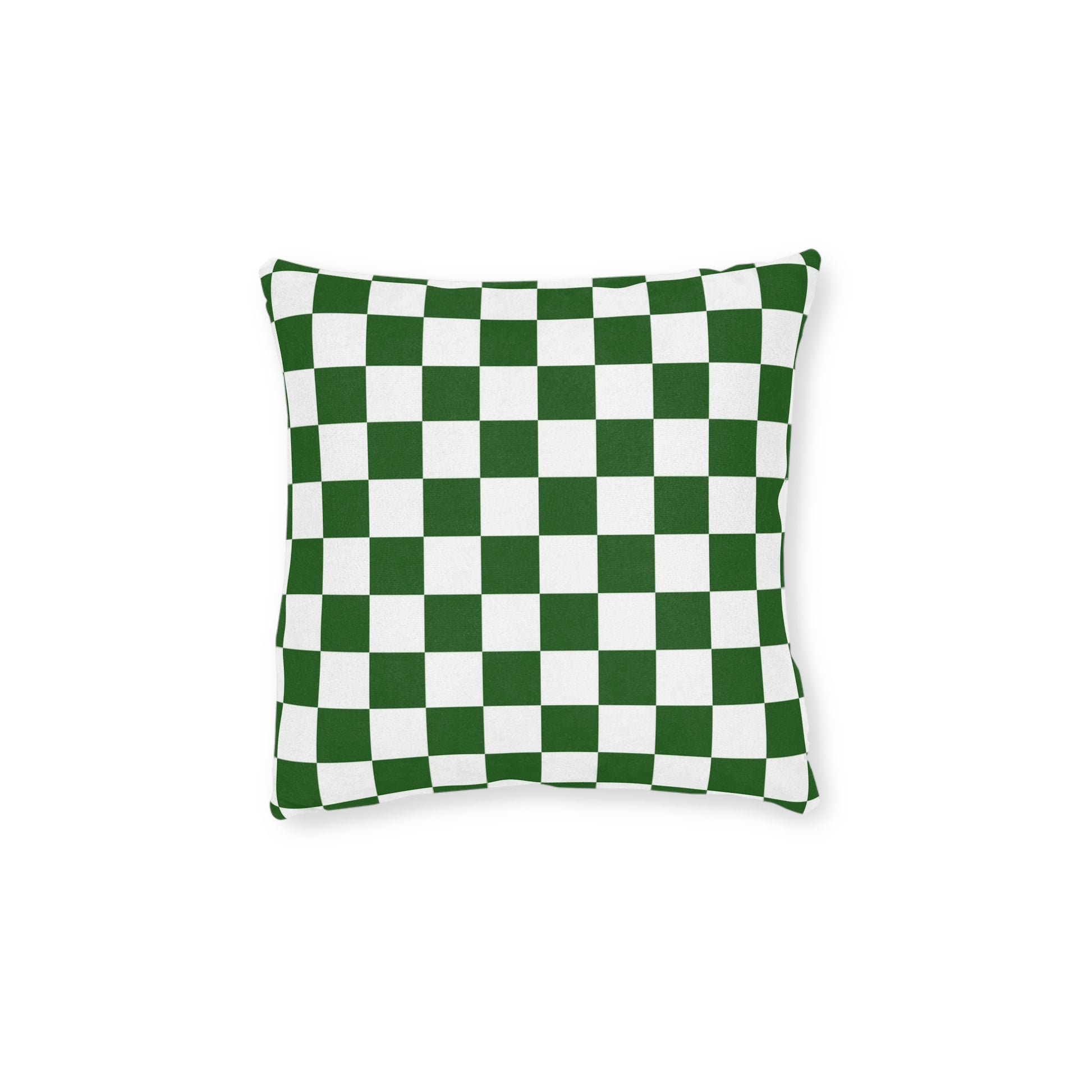 Checkerboard White and Dark Green Square Pillow, Artsulli - Art is Long, Life is Short, Home Decor, , , , , , , 
