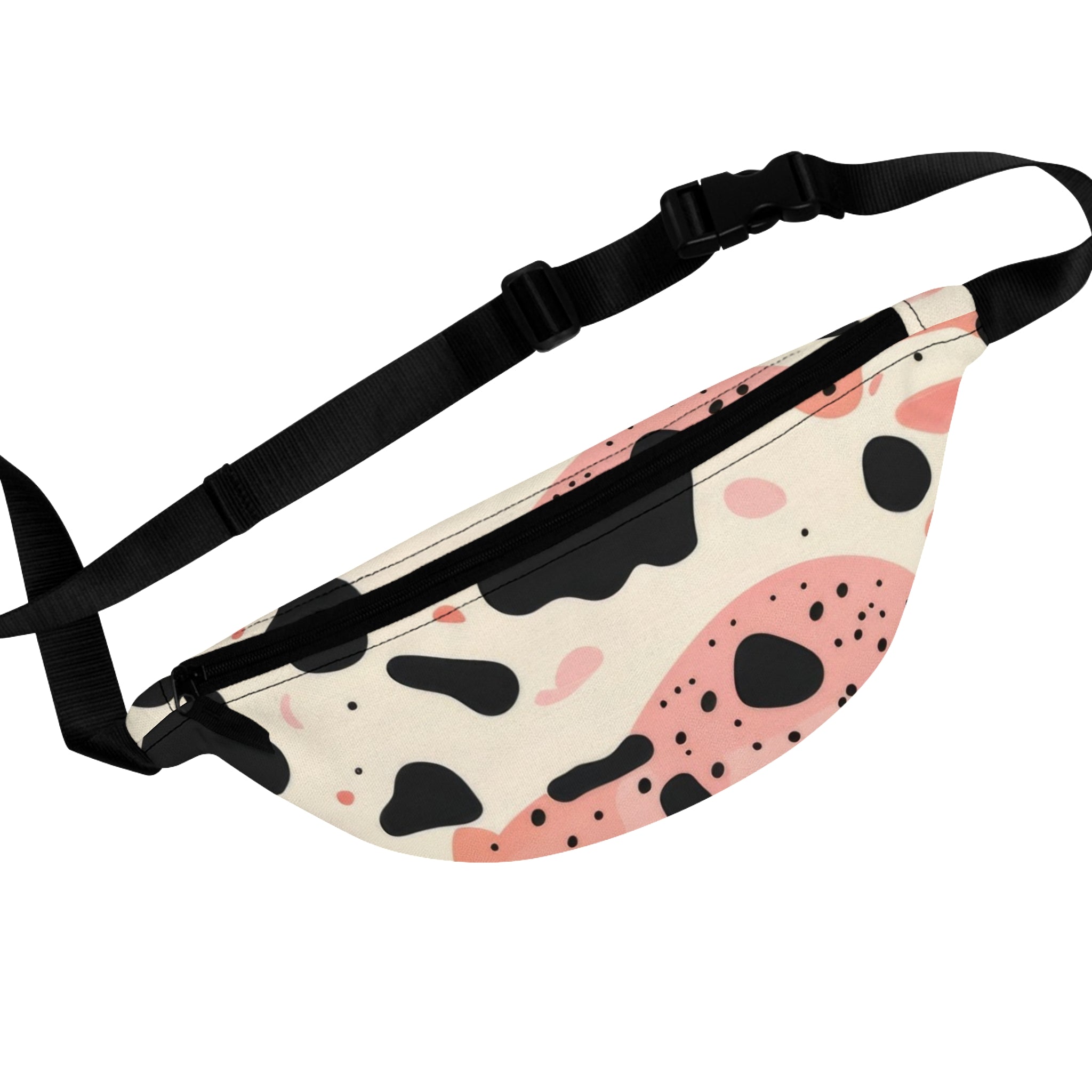 Organic Cow Print Cream and Pink Fanny Pack, Artsulli - Art is Long, Life is Short, Bags, Size, One size, , , , , 84879197327614
