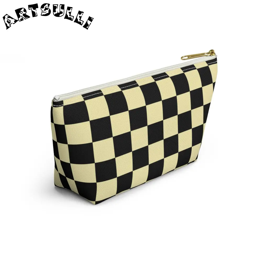 JAKKOUTTHEBXX Checkerboard Black and Yellow Accessory Pouch w