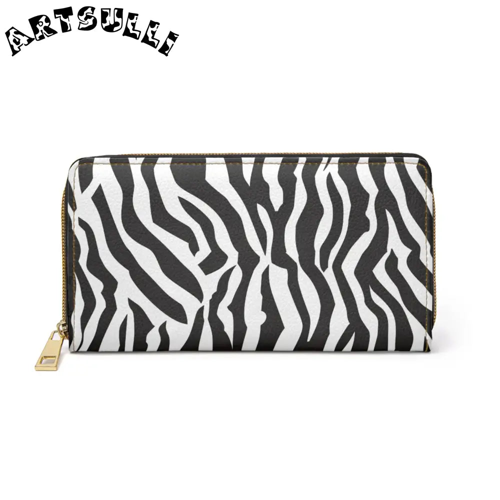 JAKKOUTTHEBXX Zebra Print Credit Card Wallet with Gold Zipper