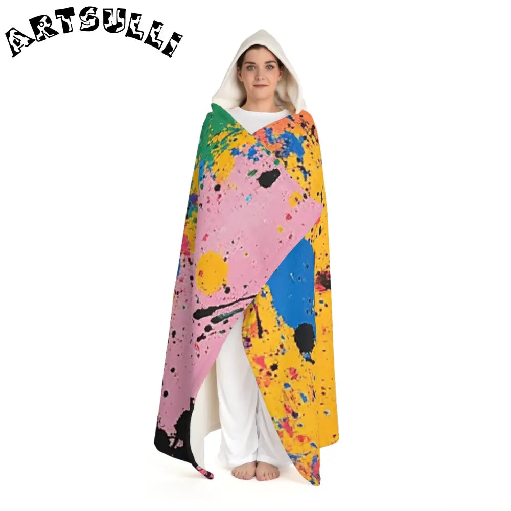 JAKKOUTTHEBXX The Colors Of Paint Splatter Hooded Sherpa Fleece