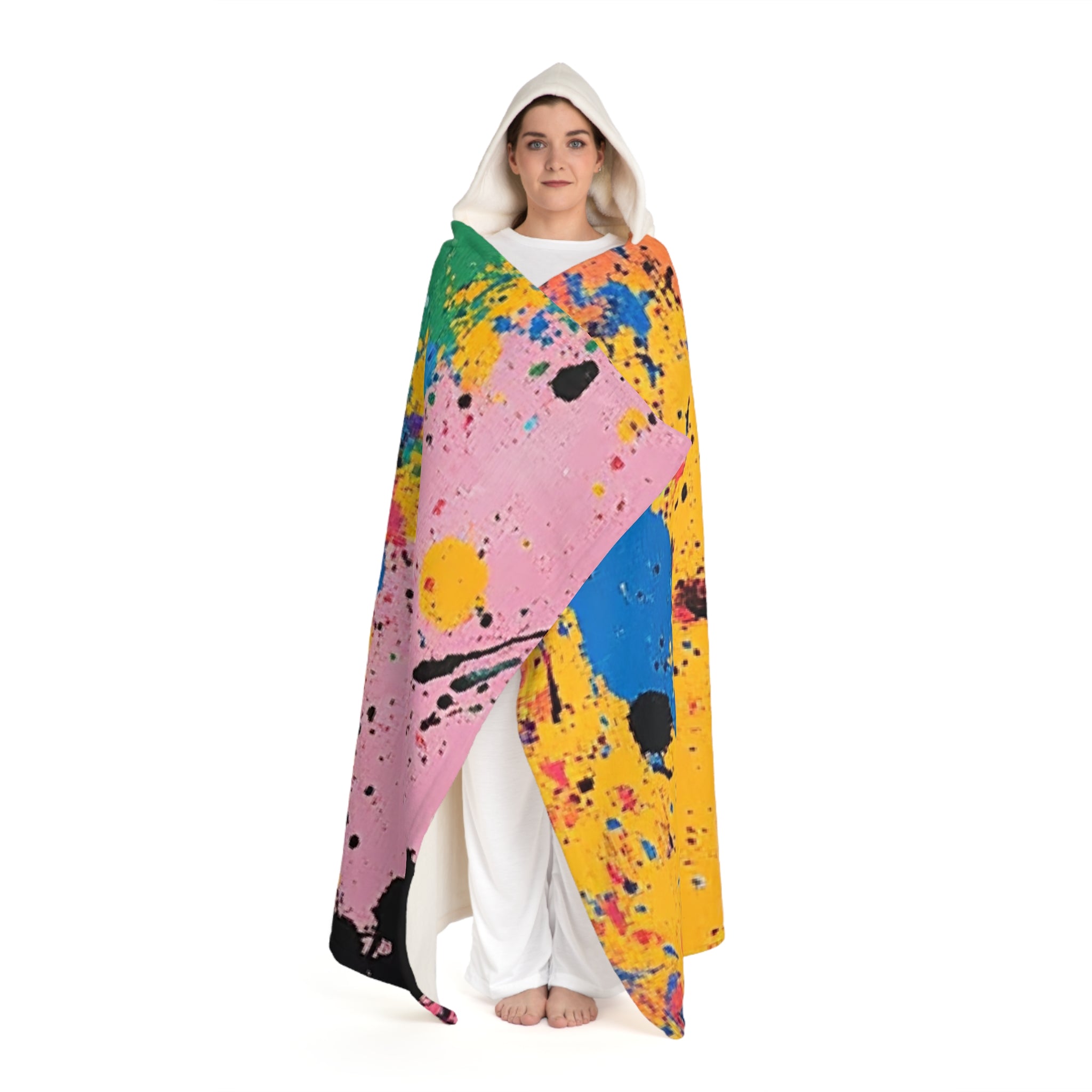 The Colors Of Paint Splatter Hooded Sherpa Fleece Blanket, Artsulli - Art is Long, Life is Short, All Over Prints, , , , , , , 