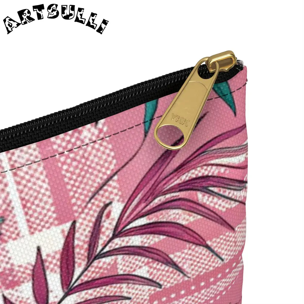 JAKKOUTTHEBXX Plaid x Floral Burgundy and Green Accessory Pouch